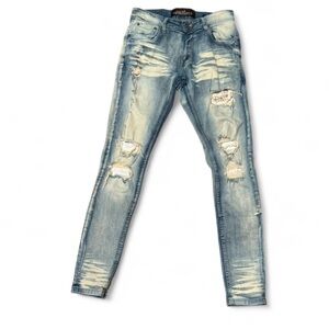 Copper Rivet distressed skinny jeans, size 29/32 (fit 29/31)